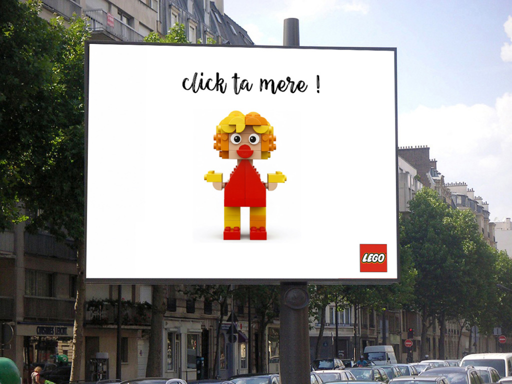 Affiche Lego « Click ta mère ! », Grand Prix de l’Affichage Avenir 1996, Hémisphère Droit